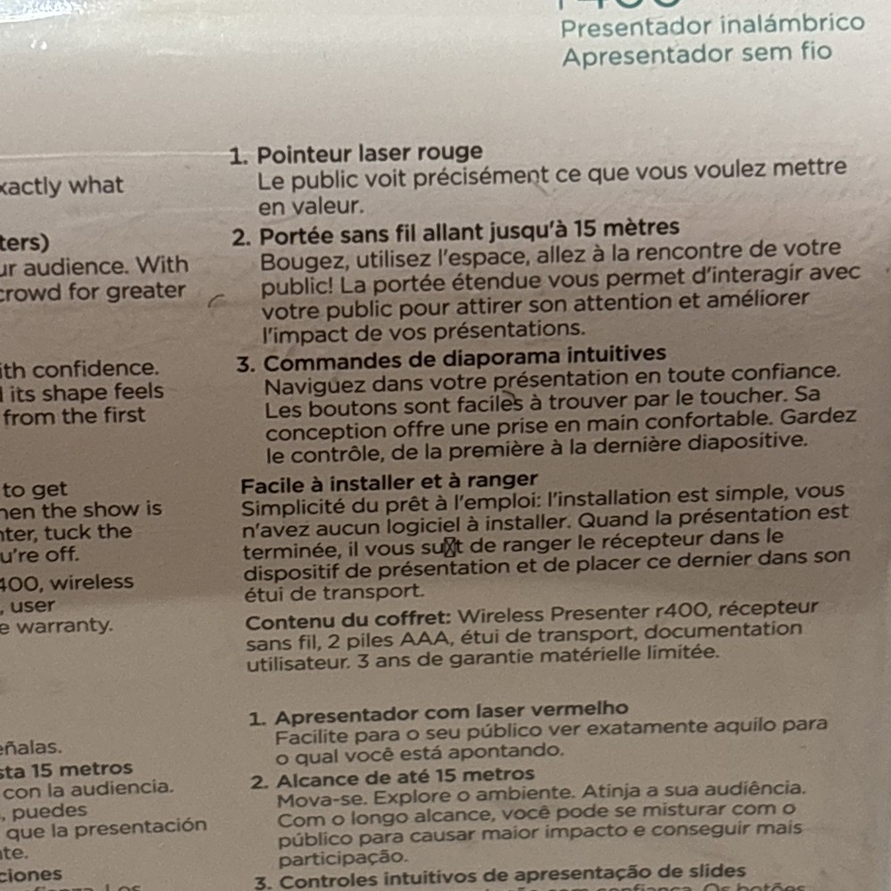 Logitech R400 Presenter Remote Control & Laser Pointer Black 910-001354