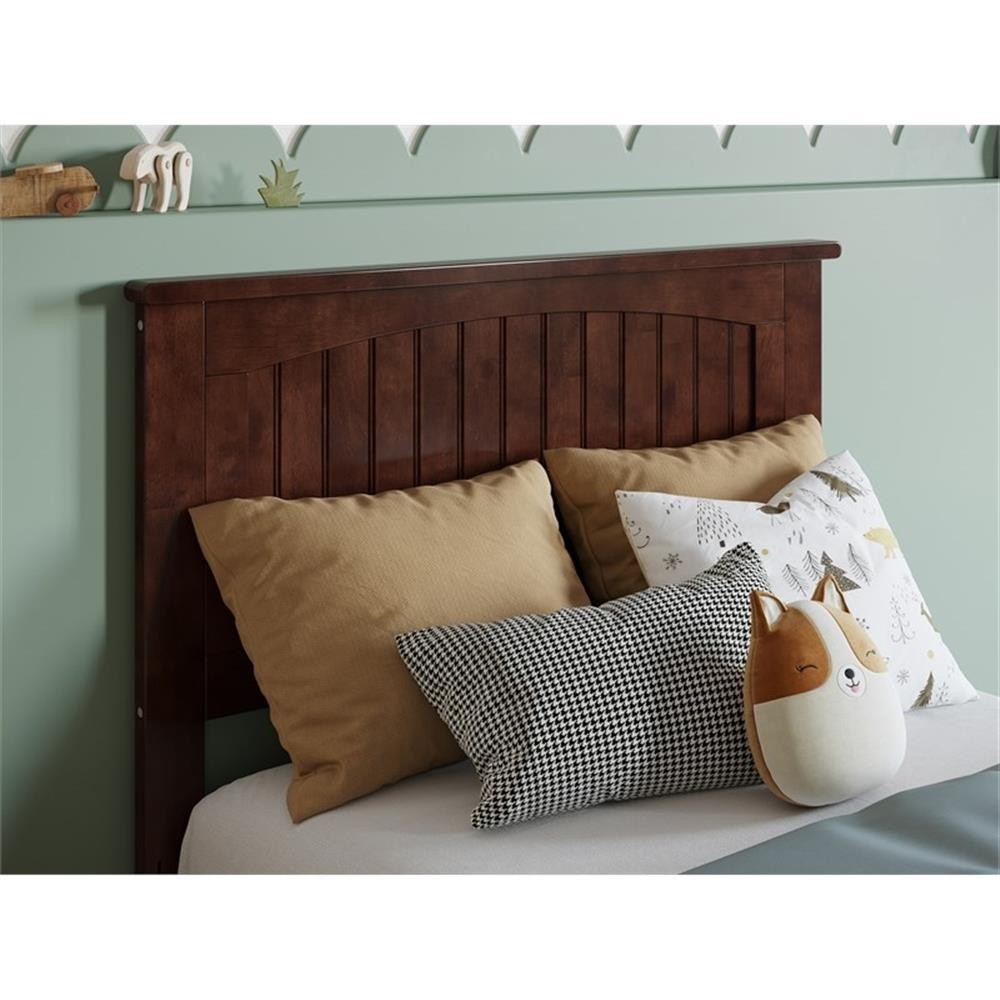 Pemberly Row Twin Coastal Solid Wood Panel Headboard in Walnut