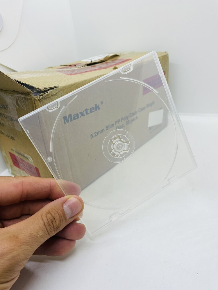 50 Pack 5.2 mm Slim Single White CD Case with Assembled White Tray