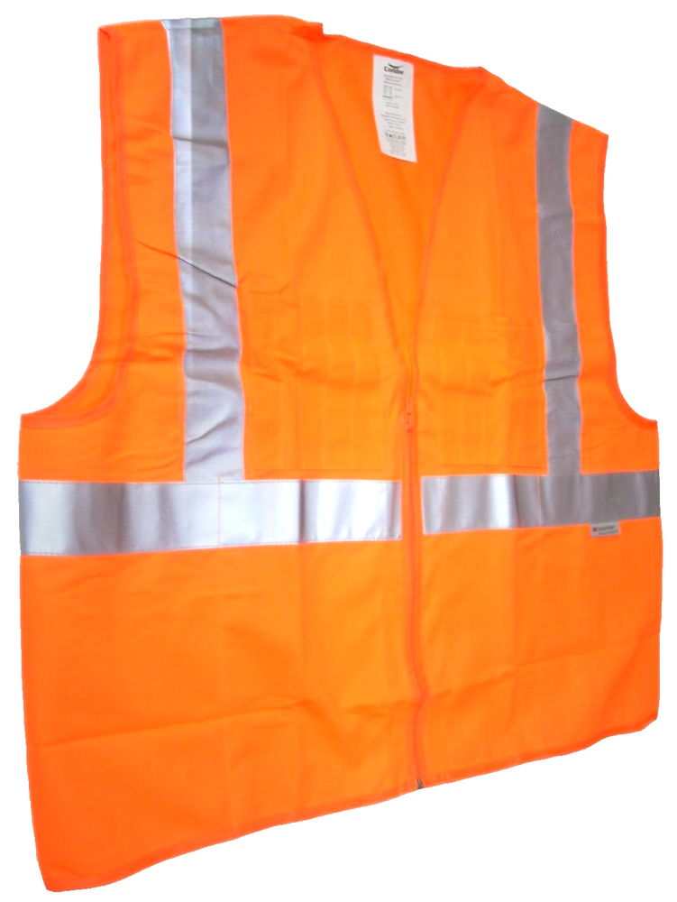 Condor Orange Safety Vest 100% Polyester Class 2 Level 2 Zip Front Size 4XL