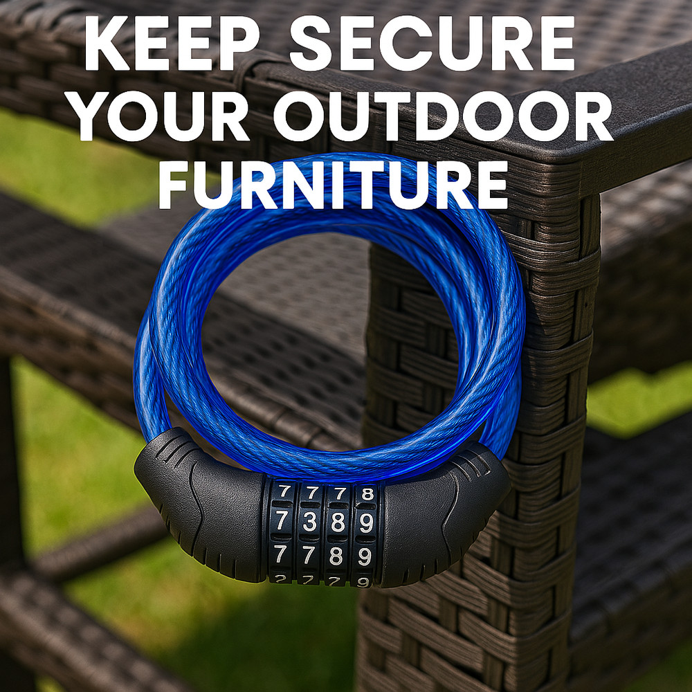 2 Pack Blue 4ft Steel Combination Bicycle Lock – 10mm Cable, Resettable 4-Digit