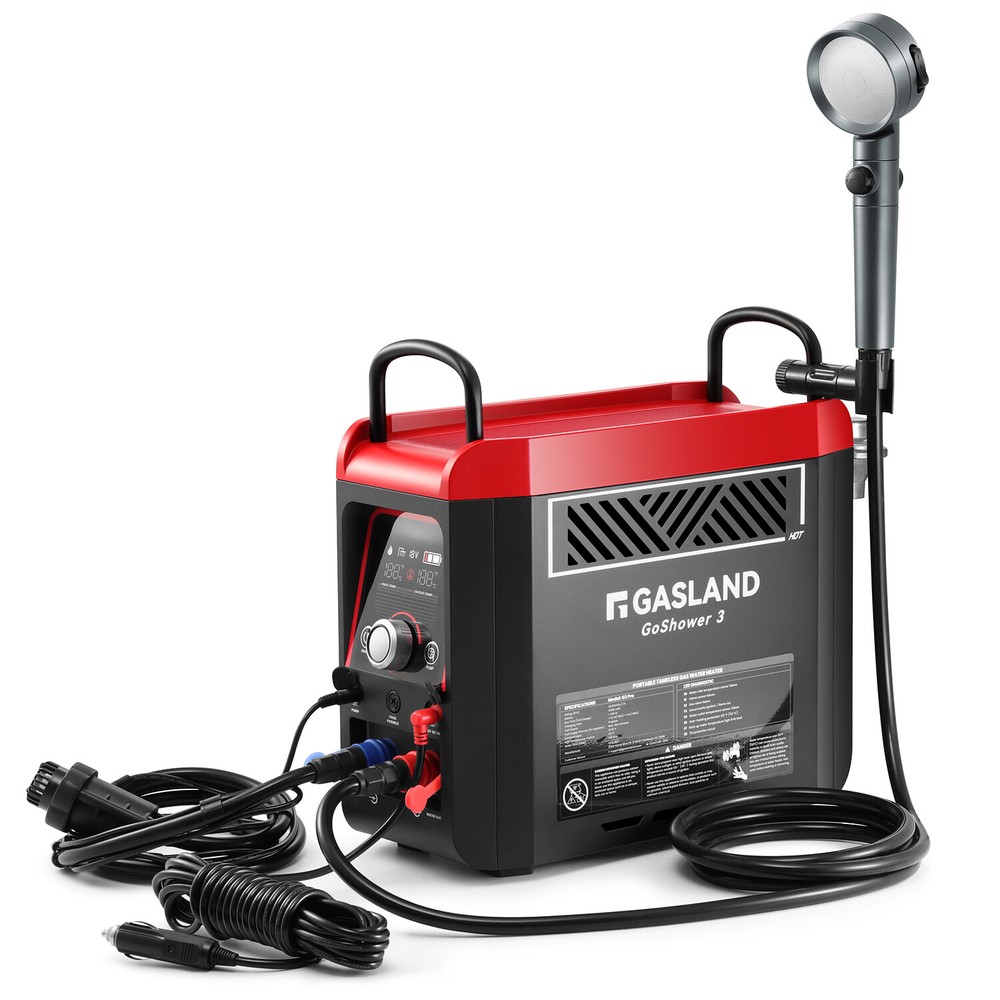 1lb Propane Portable Shower 122°F Safe with 100 Min Battery CSA for RV/Camping