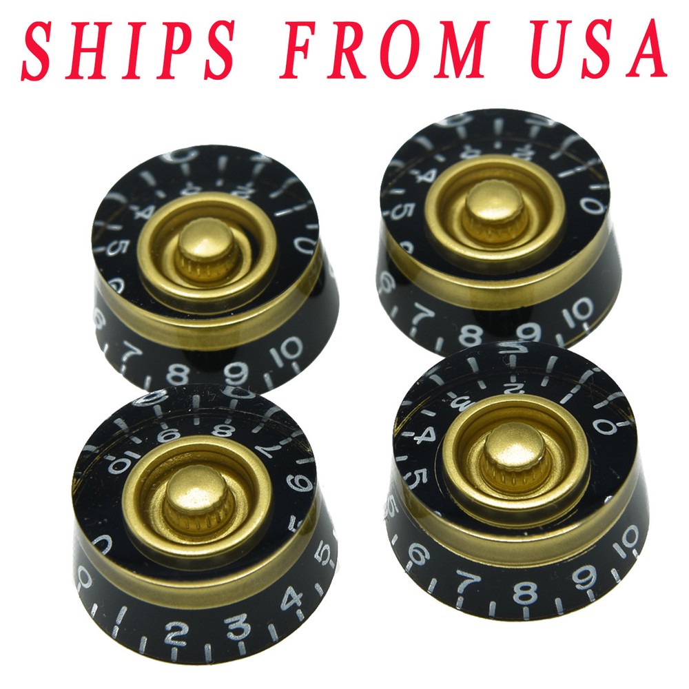 KAISH 4pcs for LP Guitar Speed Dial Knobs Control Knobs Black/Gold for Les Paul