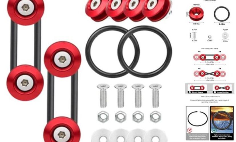 Bumper Trunk Quick Release Kit, Quick Release Front Rear Bumper Fasteners Red