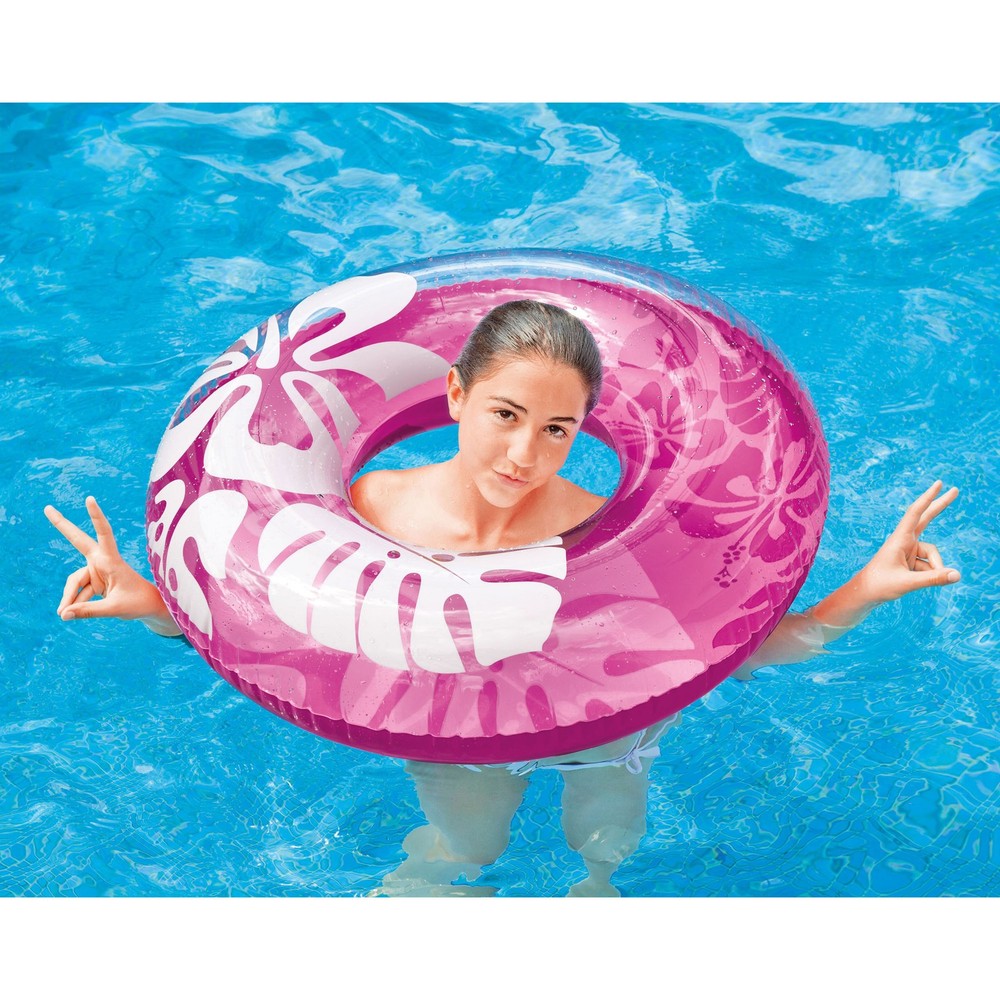Intex 36 Inch Transparent Inflatable Round Swimming Pool Ring Float (24 Pack)