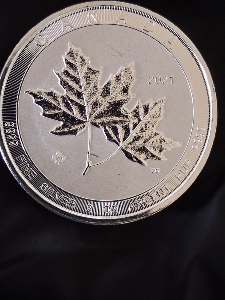 2021 2 oz silver maple leaf UNC Perfect Fields! Beautiful Coin!