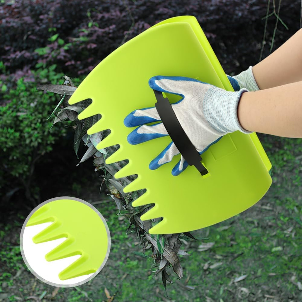 2 Set Leaf Scoops Hand Rake, Leaf Scoops and Claws with 2 Pairs Gloves, Lightwei