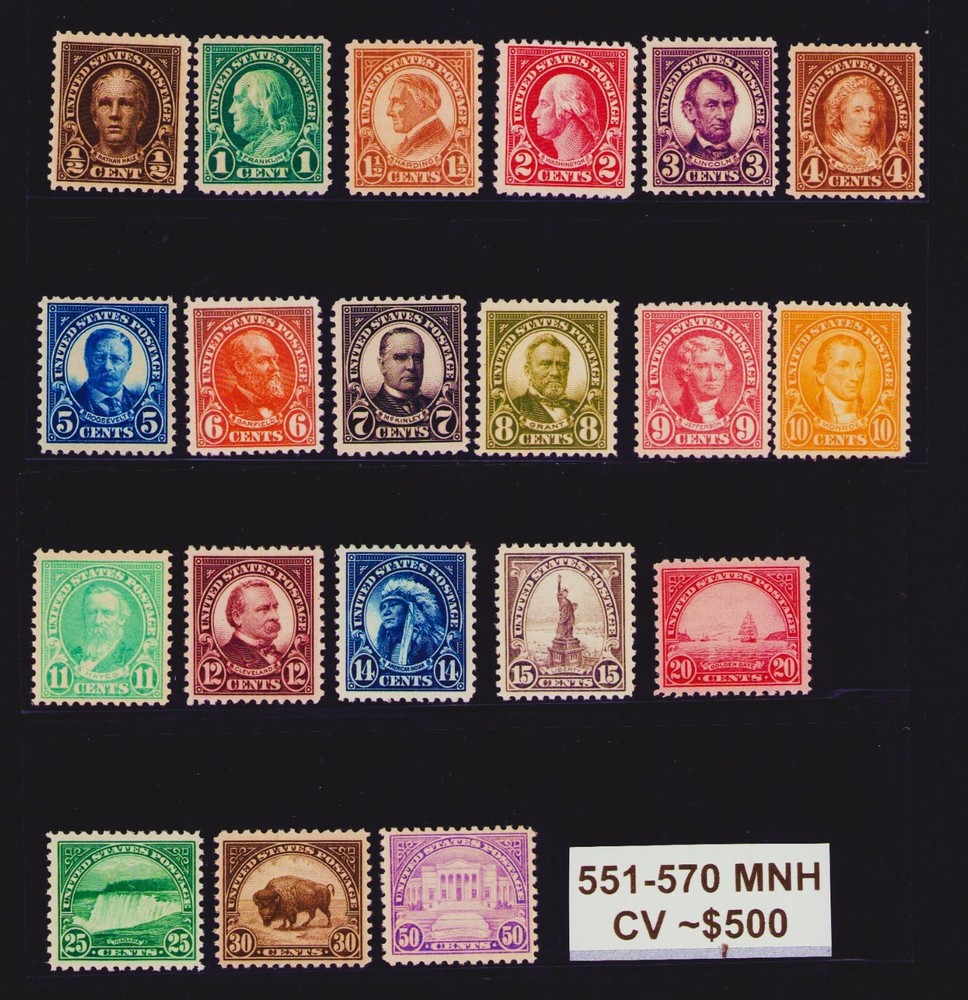 Flat Plate #551-570 1922-1925 VF Centering Mint Never Hinged Very Nice