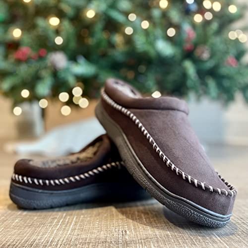 Men's Thompson Microsuede Memory Foam Clog Slipper Large Coffee