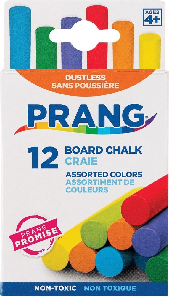 Board Chalk, Assorted Colors, 12 Count