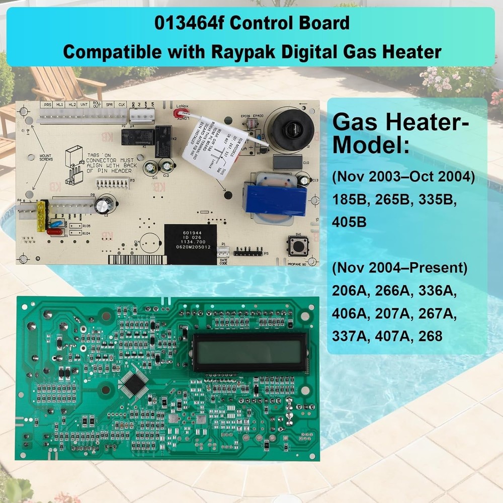NEW! 013464F PC Control Board with LCD Display for Raypak Digital Gas Heaters