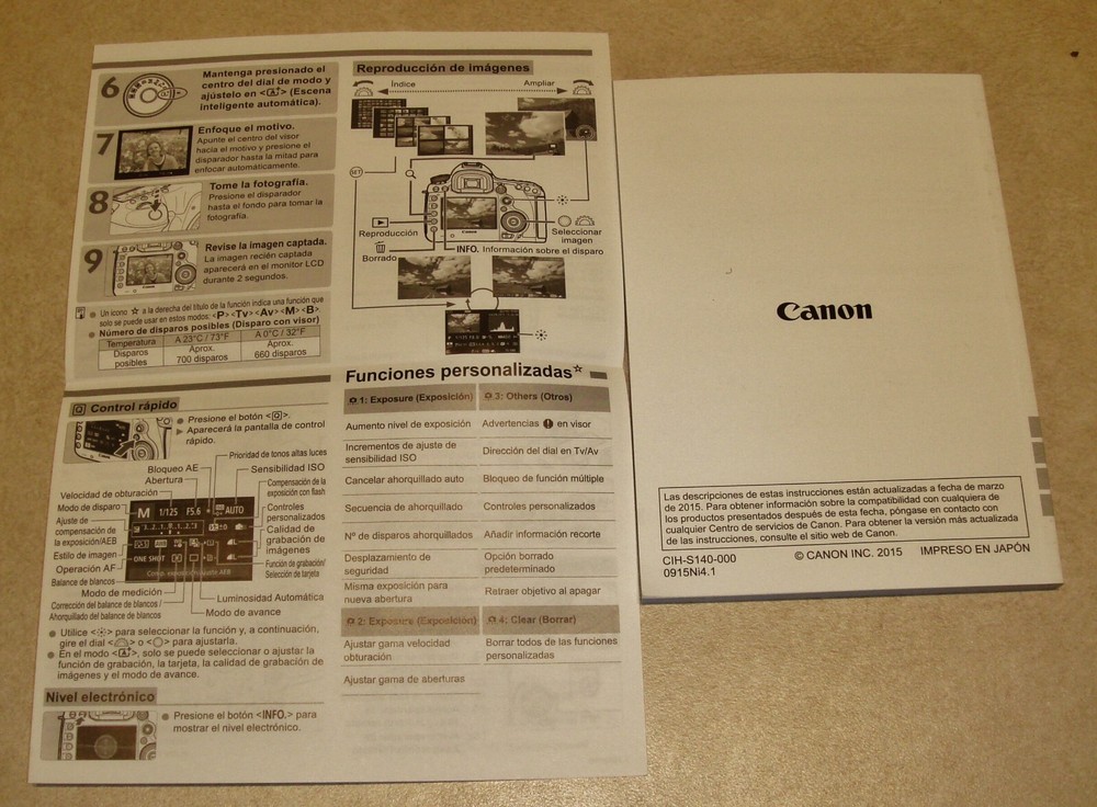 Original Canon EOS-5Ds 5Dsr Basic Instruction Manual NEW Spanish Language