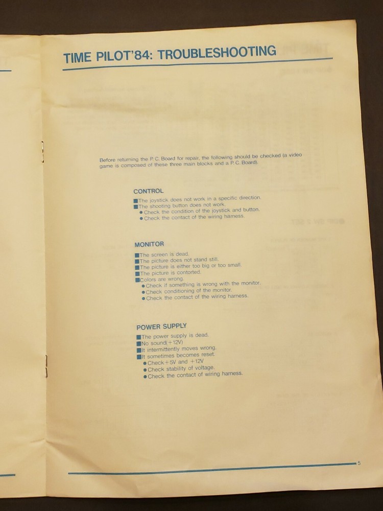 Original VINTAGE 1984 Konami Time Pilot Conversion Kit Instruction Manual