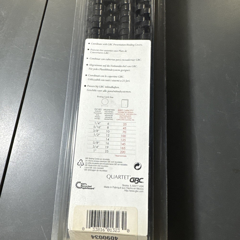 GBC Presentation Binding Combs Qty 25 black 1/2”