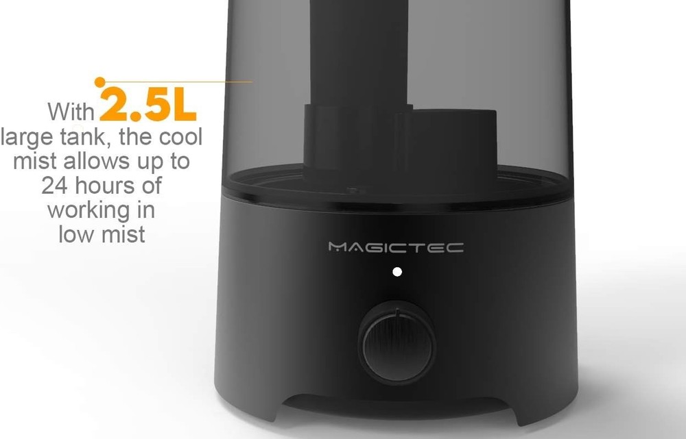 Ultrasonic Humidifier with Auto Shut-Off – Silent 360° Black Diffuser