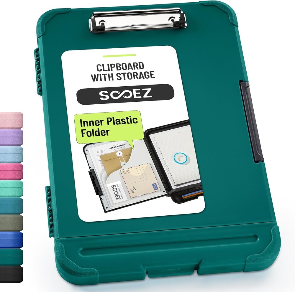 Reinforced Clipboard W/ Storage Inner Plastic Folder Attached Heavy Duty Plastic
