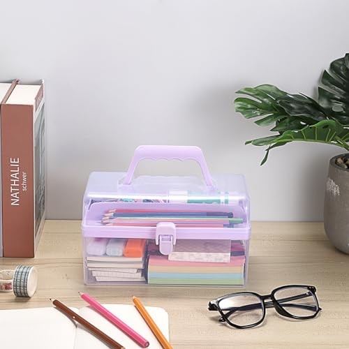 Multipurpose Plastic Craft Storage Containers with Removable Rectangle Purple