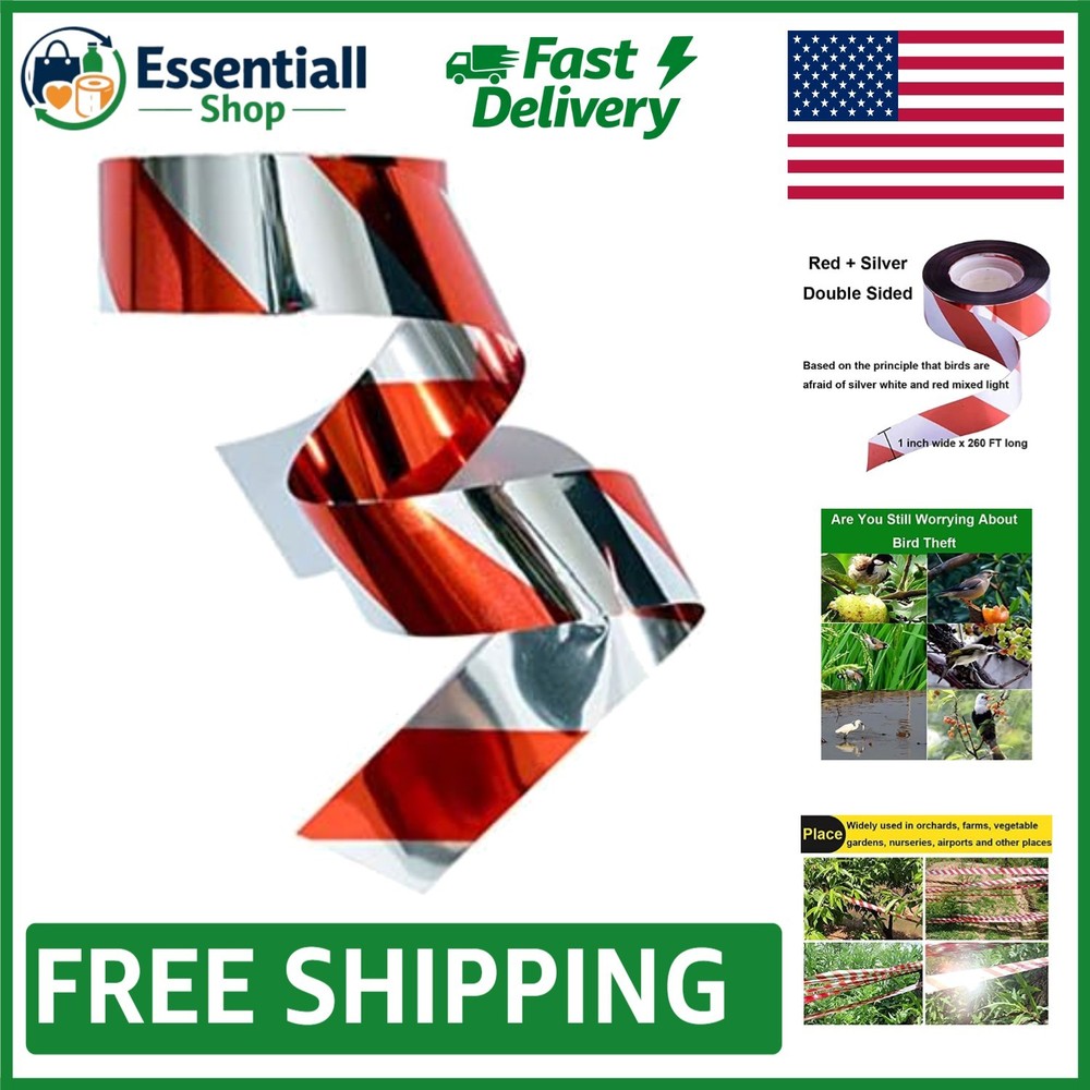 Eco-Friendly 1'' Red Reflective Bird Scare Tape - Durable, Non-Adhesive Solution