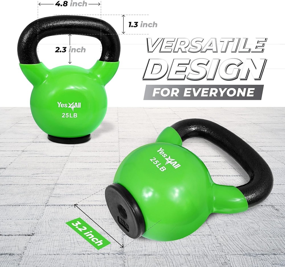Heavy-Duty Kettlebell with Rubber Base - 25 lb for Versatile Strength Training