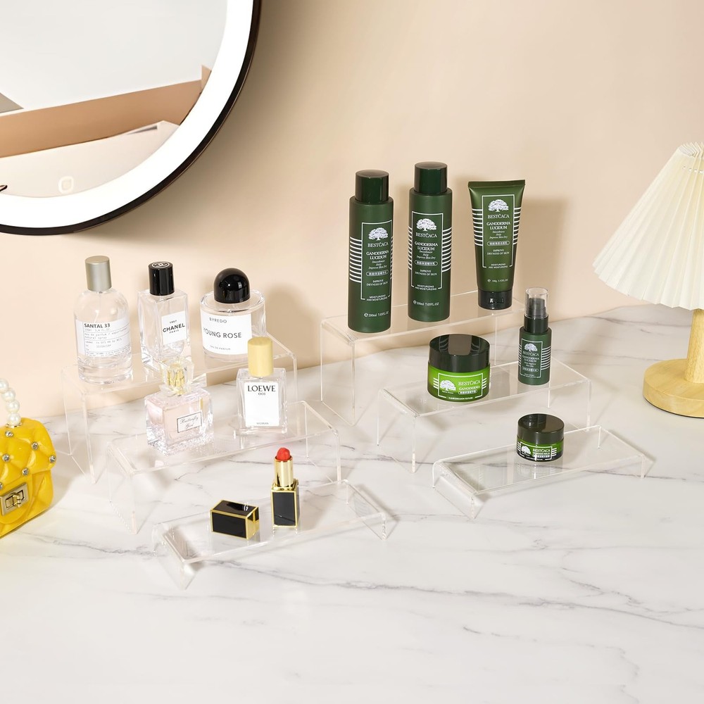 6pcs Thickened Acrylic Display Stand, Tiered Rectangular Clear Display Risers...