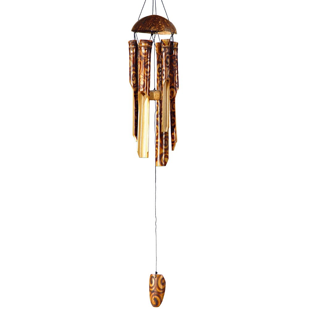 Bamboo Windchime Small Fire-burned - 16 Inches