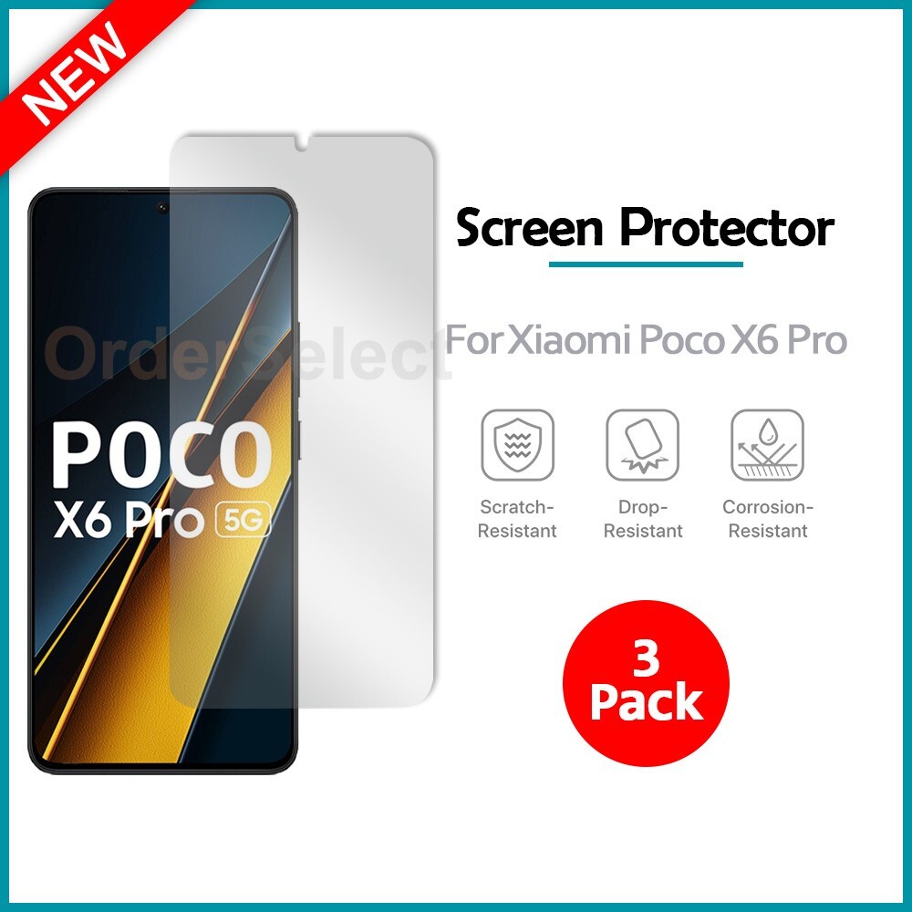 3-Pack LCD Ultra Clear HD Screen Protector for Android Phone Xiaomi Poco X6 Pro