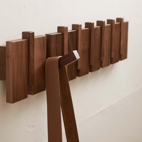 Wood Coat Rack Wall Mount, Coat Hooks Hanger Wall Mounted, Solid Walnut 8 Hooks
