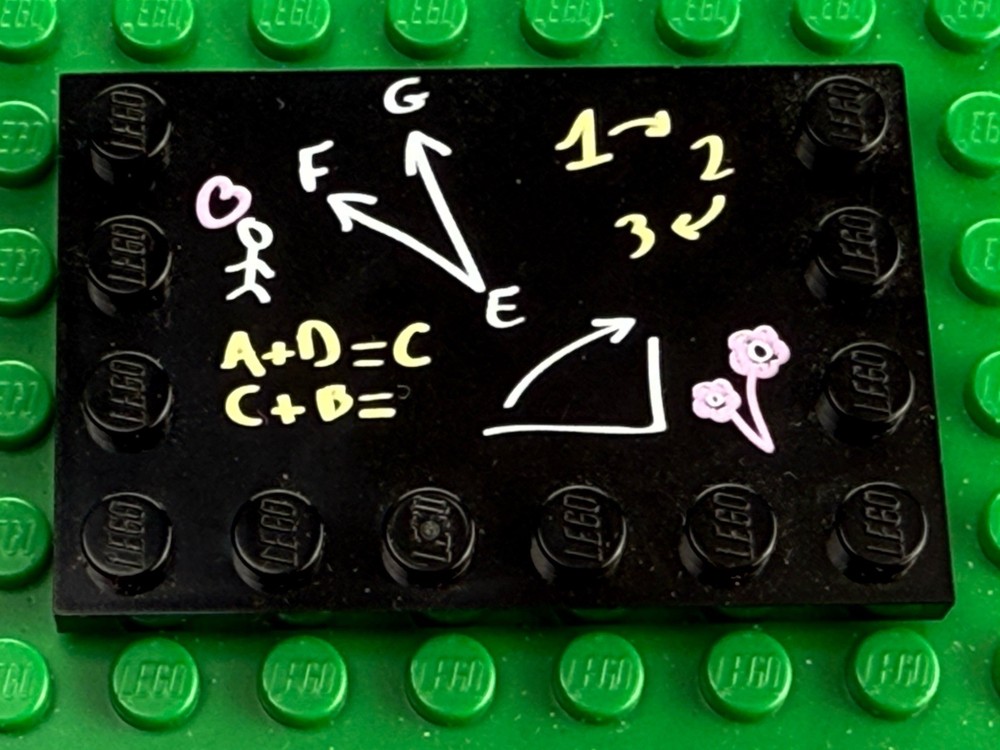 Lego Modified Tile 4x6 With Studs On Edges With Blackboard Pattern