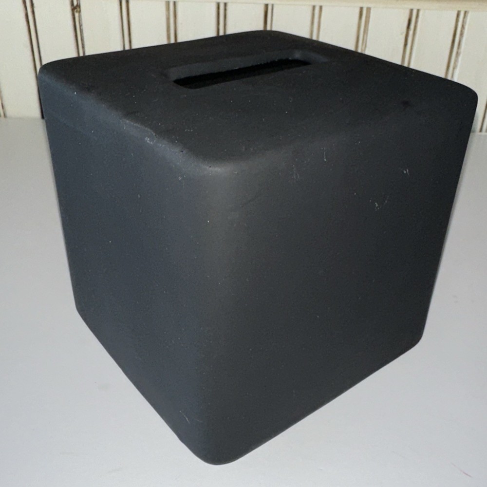 CB2 Matte Black Ceramic Tissue Box Holder Cover