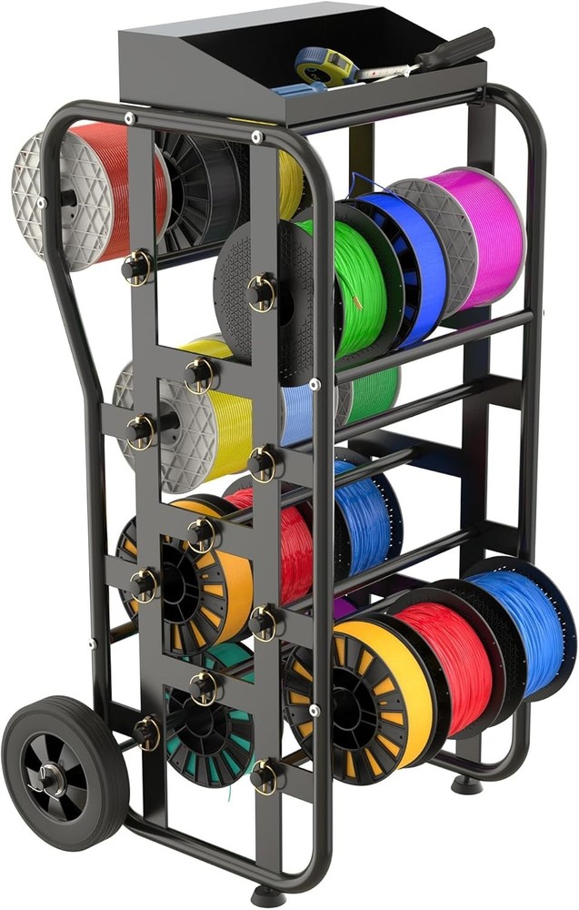 Wire Spool Rack with Wheels, Heavy Duty Cable Caddy & Wire Dispenser Organize...