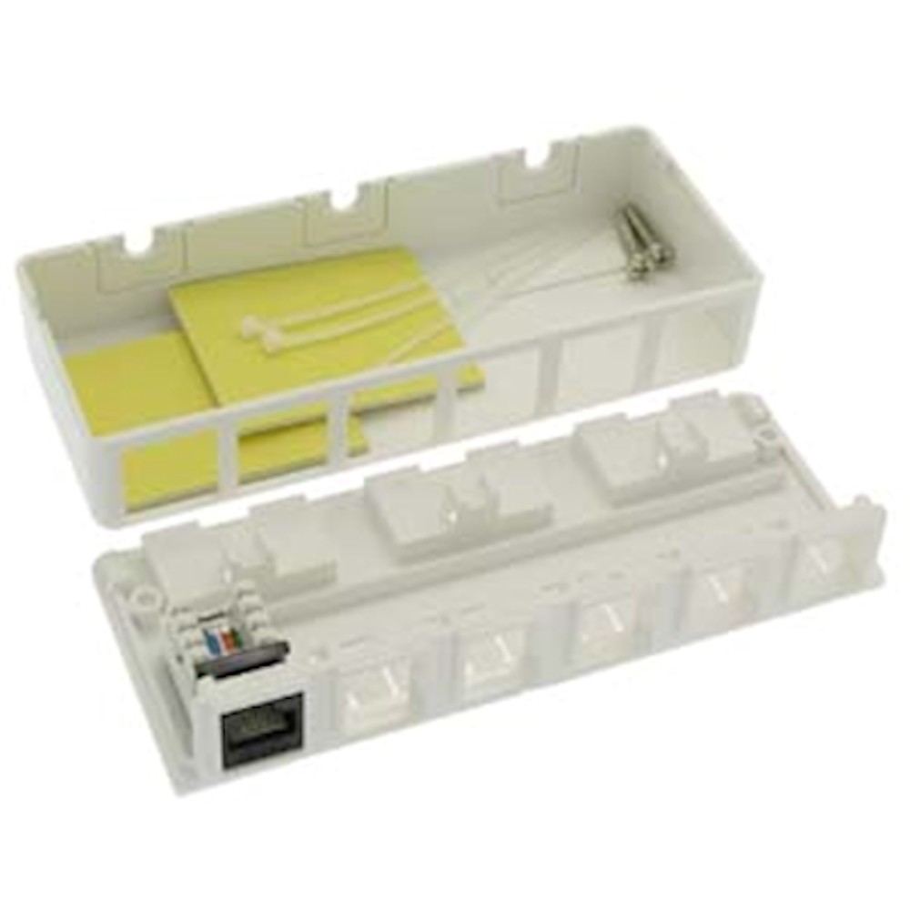 Wallplate: Surface Mount Type Keystone 6 Port - White