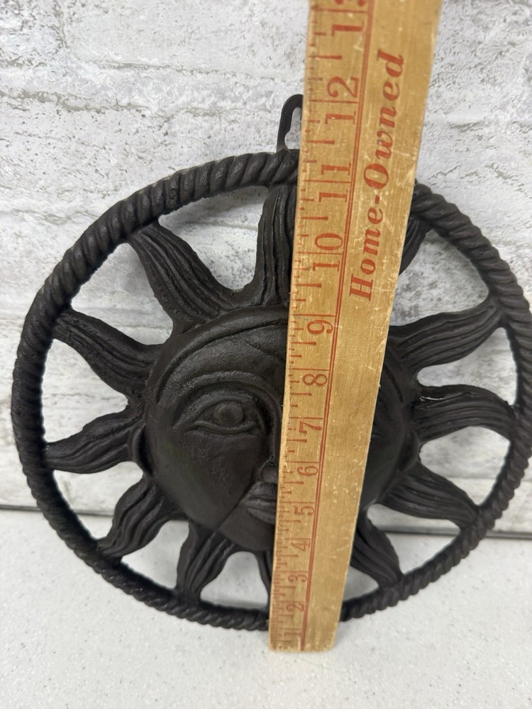 Vintage Cast Iron celestial Sun wall hanging , large size 12”