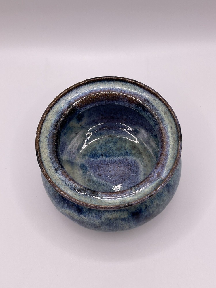 Vintage Studio Ceramic Pottery Bowl Dish Blue Pot Decor Handmade Signed