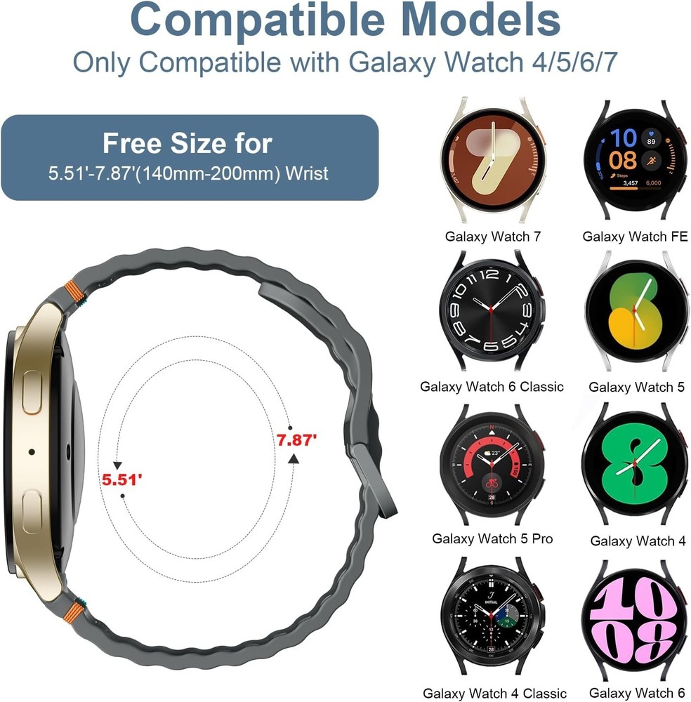 Soft Silicone Strap Compatible with Samsung Galaxy Watch 40mm 44mm