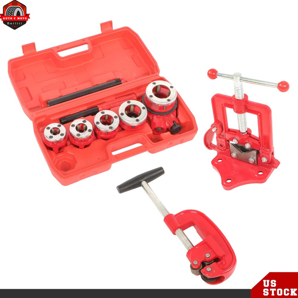Handheld Pipe Threader Ratchet Typeand Pipe Cutter Threading Tool with 5Dies Set