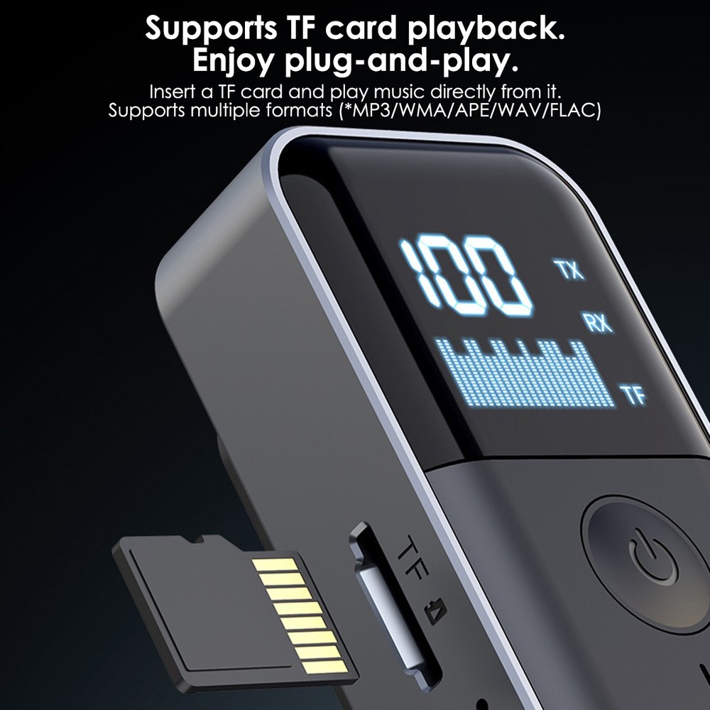 New Bluetooth 5.4 Transmitter Receiver 3-in-1 w/ 20H Playback & Digital Display