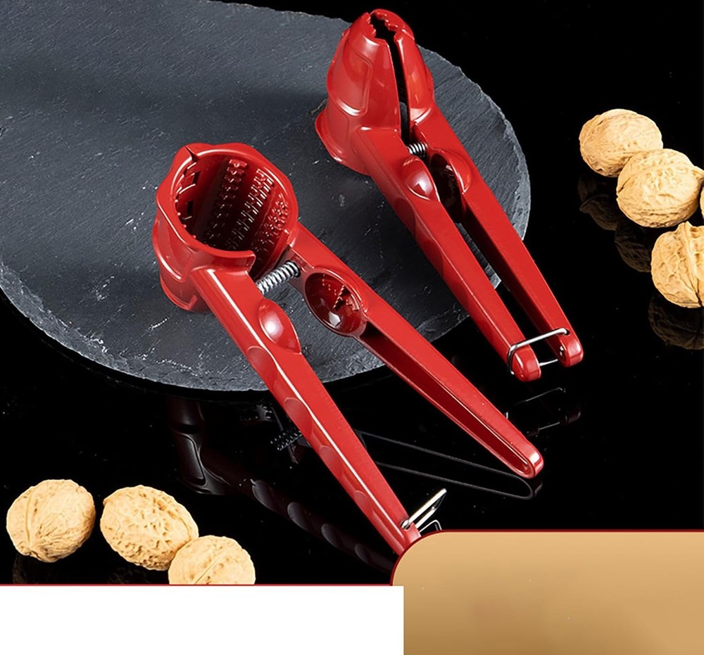 7" Red Nut Cracker Alloy Walnut Peanuts Chestnut Clip Press 2-Hole Design