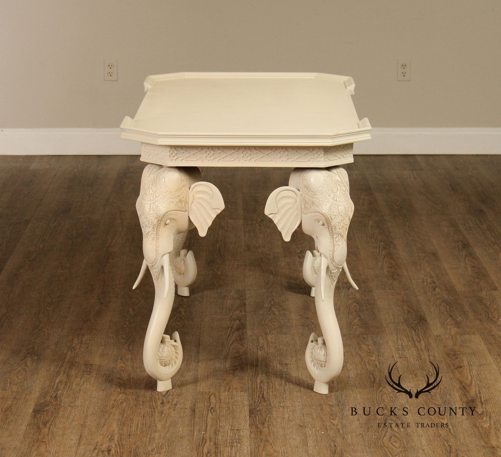 Hollywood Regency Painted Elephant Head Writing Desk