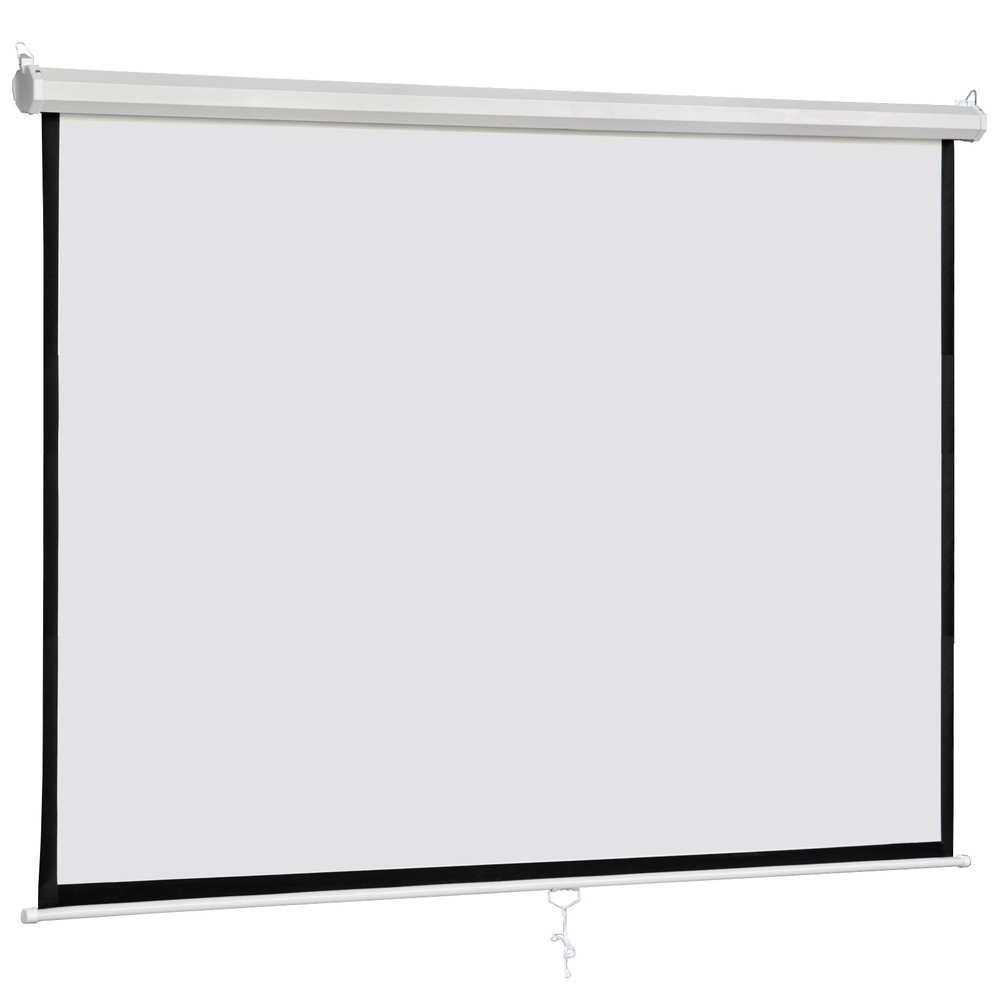 120"/100"/80" Projector Screen Manual Pull Down HD Projection Screen for Home