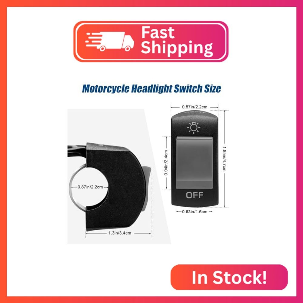 Frienda 3 Pieces Motorcycle Headlight Switch Handlebar Toggle Switch 7/8 Inch 22