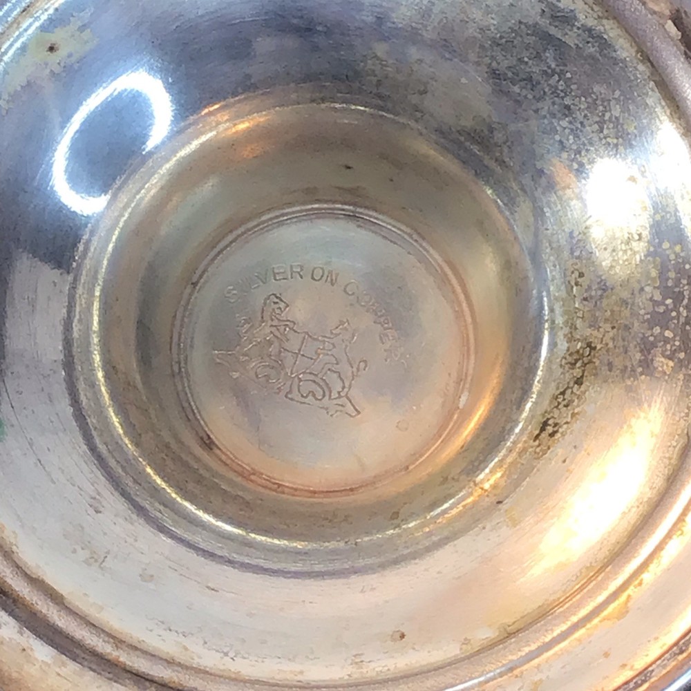 Silver On Copper Sugar Pot, Dish Beautiful Piece. Read Description
