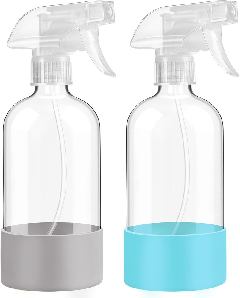 Glass Spray Bottles with Silicone Sleeve Protect,Empty Refillable