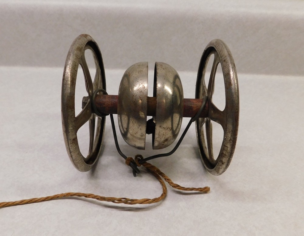 Vintage Steel Pull Toy, Wheels, Bell Ringing