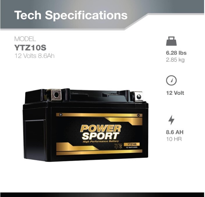 YTZ10S 12V 8.6AH Battery Replacement for PoweRoad YTZ10-BS