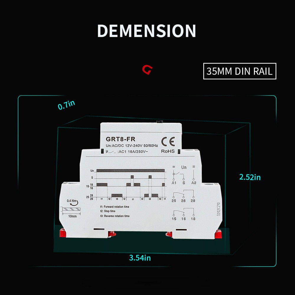 GEYA Digital Forward & Reverse Timer Relay Switch 16A AC/DC12V-240V For Motor