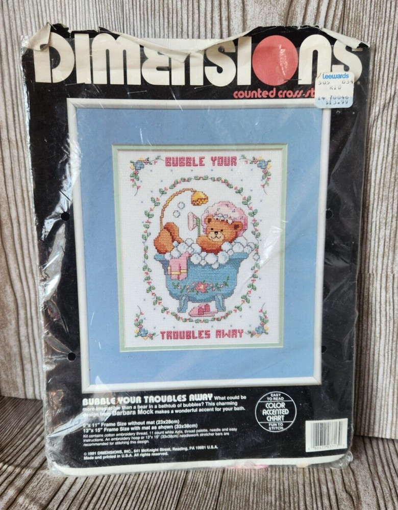 Dimensions "Bubble Your Troubles Away" 80% Finished Counted Cross Stitch Kit