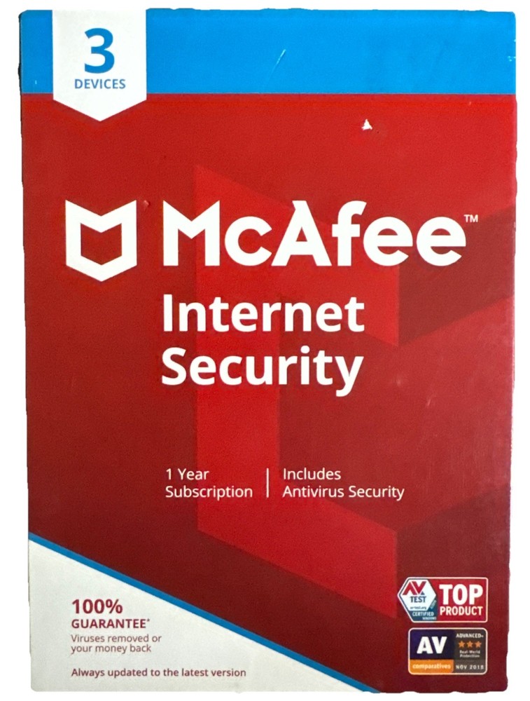 McAfee Internet Security 3 Device Antivirus Software 1 Year Subscription
