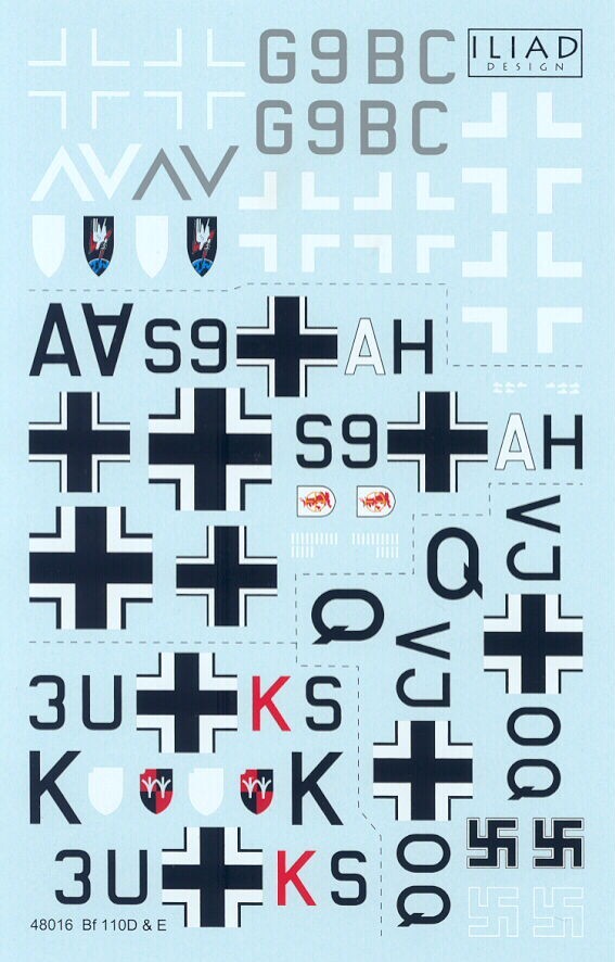 Iliad Decals 1/48 MESSERSCHMITT Bf-110D Bf-110E Fighter