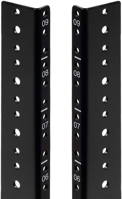 9U Vertical Rack Rail Pair DIY Kit with Hardware, Black