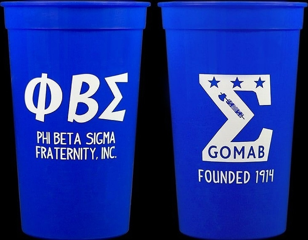 Phi Beta/&Beta; Sigma Plastic Stadium Cups [10 Per Pack - Blue - 22 oz.]